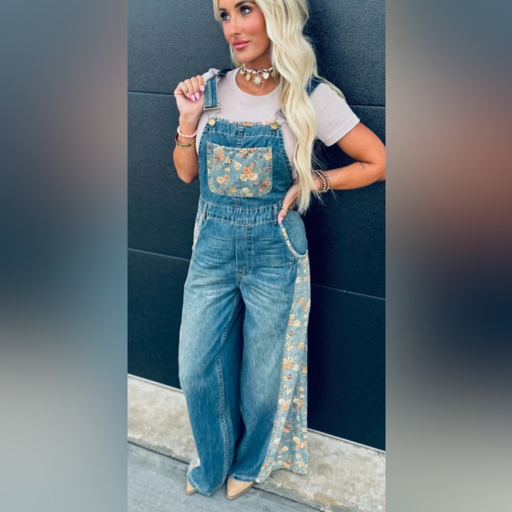 Floral Denim Women's Overalls